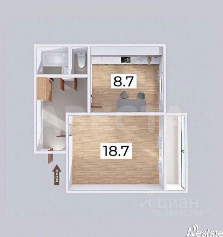 1-комн квартира ул Д.Ф.Полтавцева, 6,  д. 6