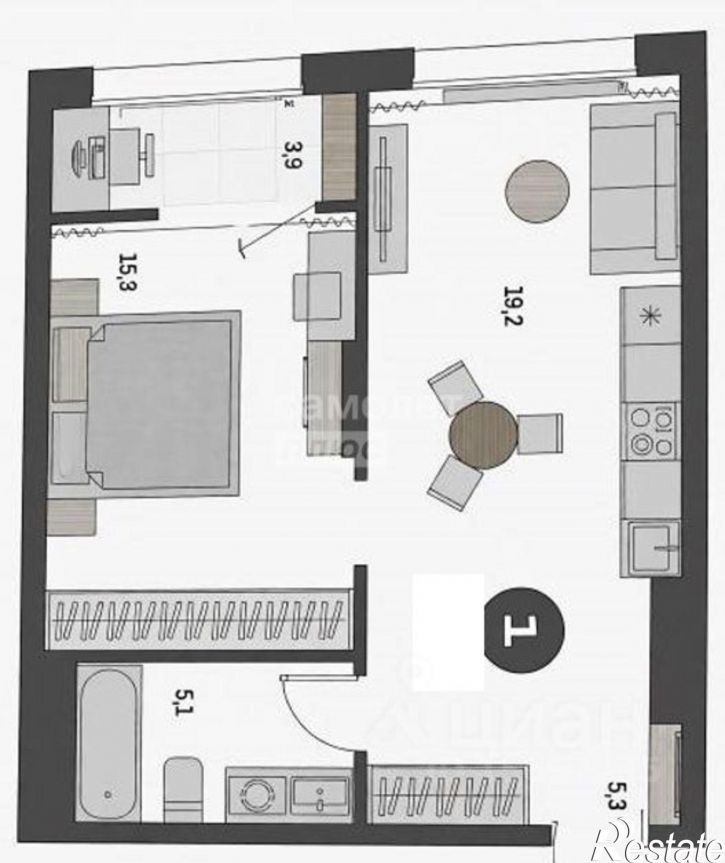 1-комн квартира Омск г., Кировский, Б.Г. Шаронова ул., д.9