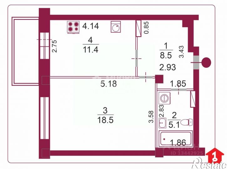 1-комн квартира ул Пригородная, 23 2,  д. 23 2,  к. 2