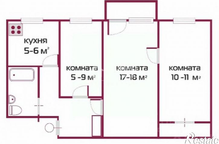 3-комн квартира ул Индустриальная, 6,  д. 6