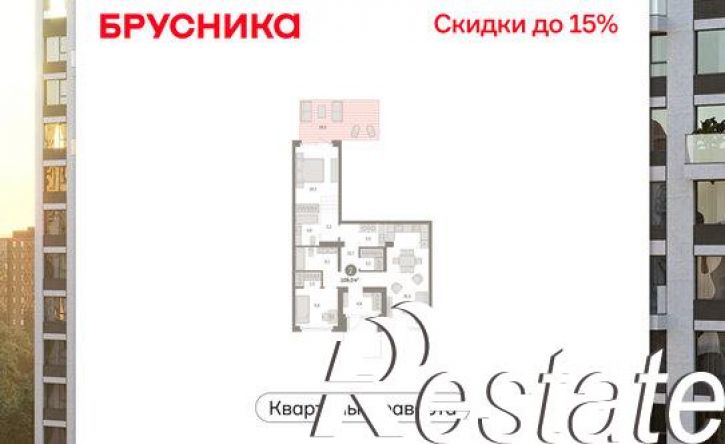 3-комн квартира в новом доме улица Крупской, 11