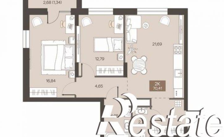 2-комн квартира в новом доме улица Завертяева, 1,  д. 1