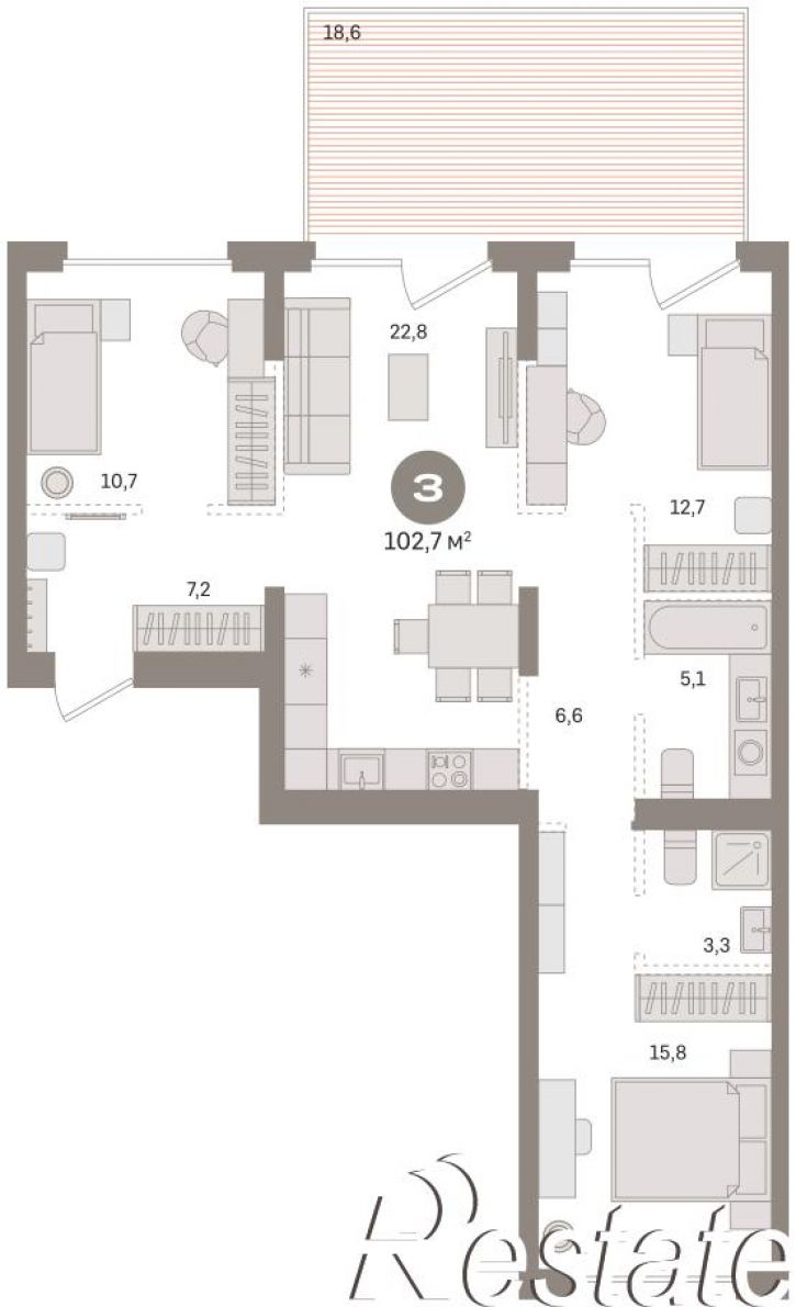 3-комн квартира в новом доме улица Б.Г. Шаронова, 9