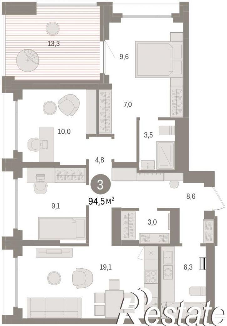 3-комн квартира в новом доме улица Б.Г. Шаронова, 9
