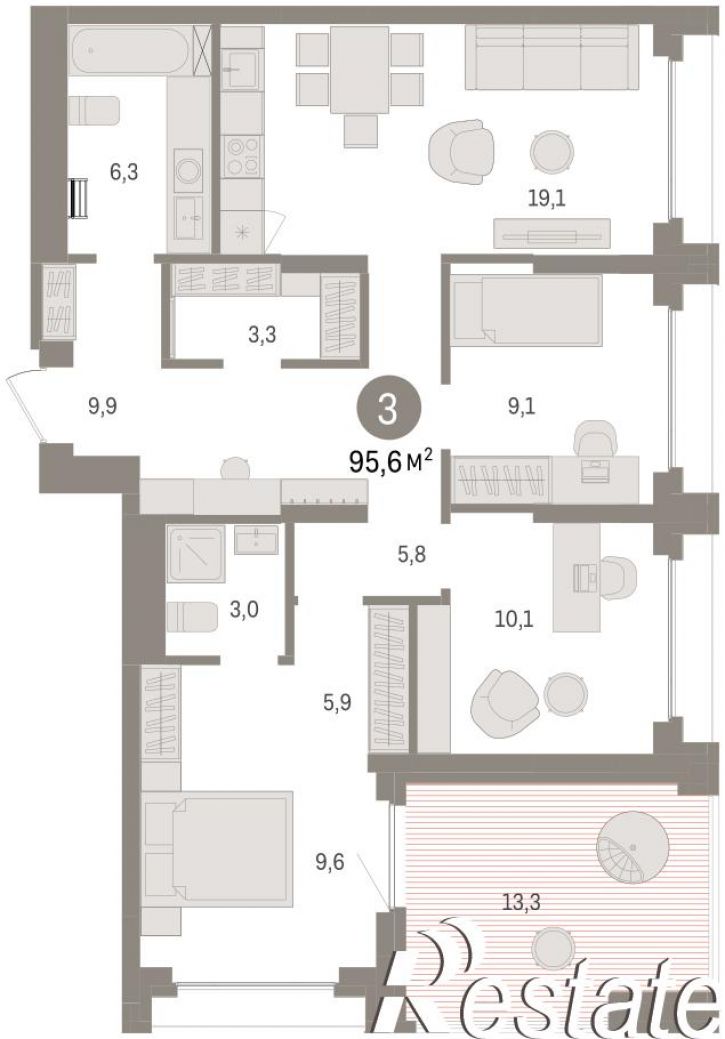 3-комн квартира в новом доме улица Б.Г. Шаронова, 9