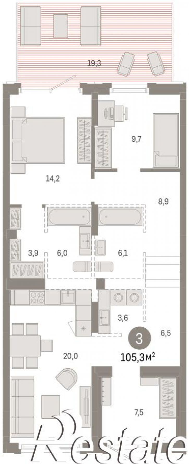 3-комн квартира в новом доме Крупской, 11