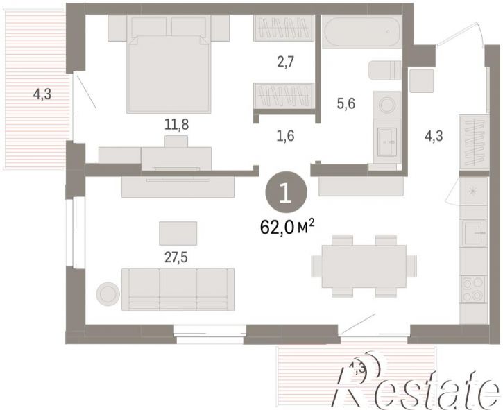 2-комн квартира в новом доме улица Б.Г. Шаронова, 9