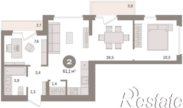 2-комн квартира в новом доме улица Б.Г. Шаронова, 9