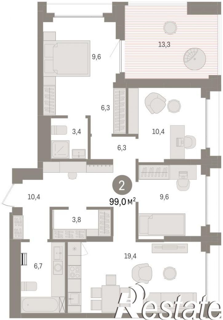 3-комн квартира в новом доме улица Б.Г. Шаронова, 9