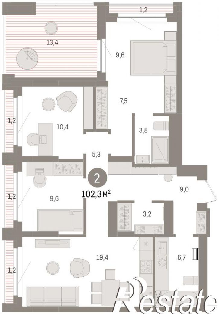 3-комн квартира в новом доме улица Б.Г. Шаронова, 9