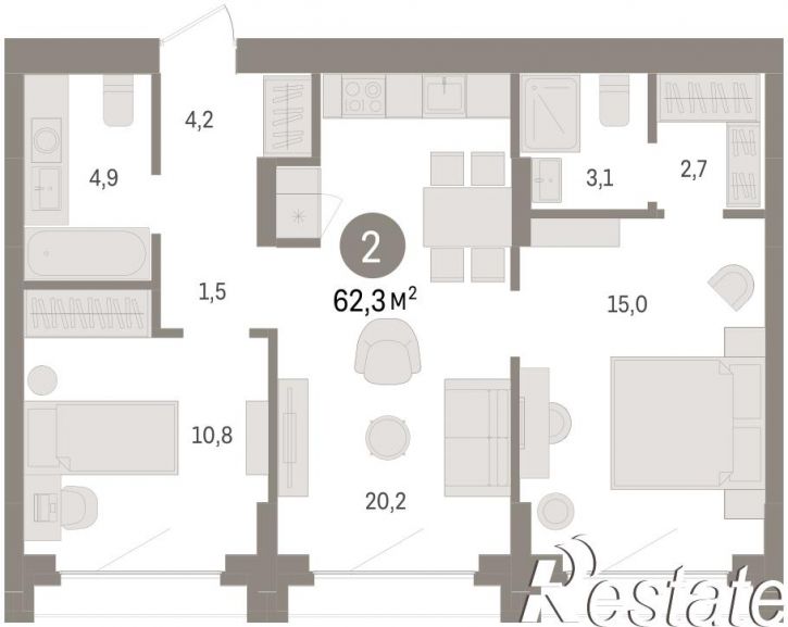 3-комн квартира в новом доме улица Б.Г. Шаронова, 9