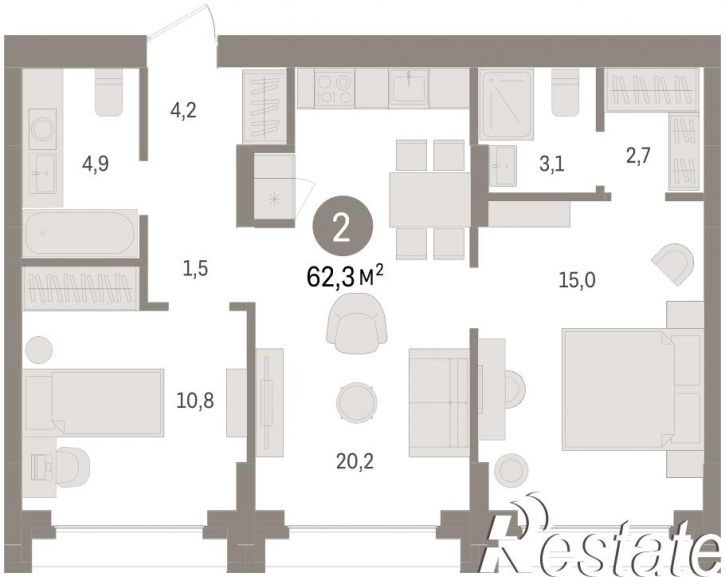 3-комн квартира в новом доме улица Б.Г. Шаронова, 9