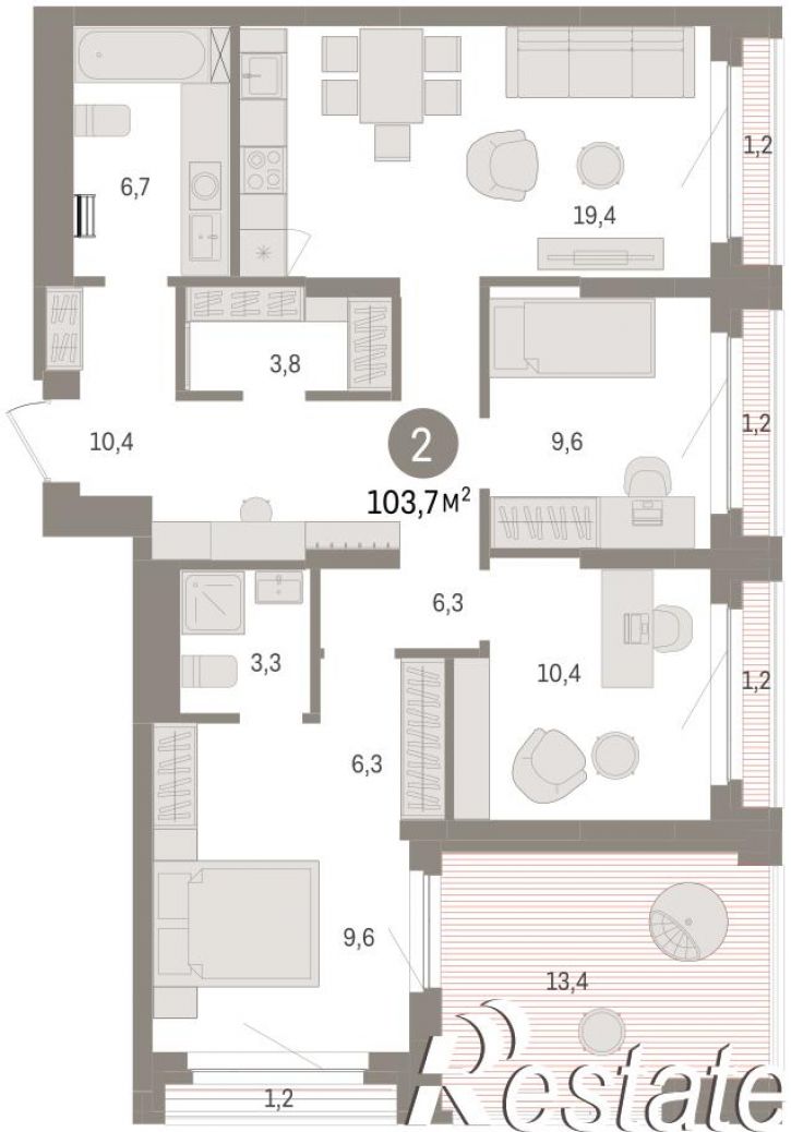 3-комн квартира в новом доме улица Б.Г. Шаронова, 9