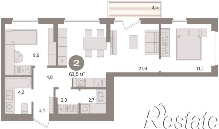 3-комн квартира в новом доме улица Б.Г. Шаронова, 9