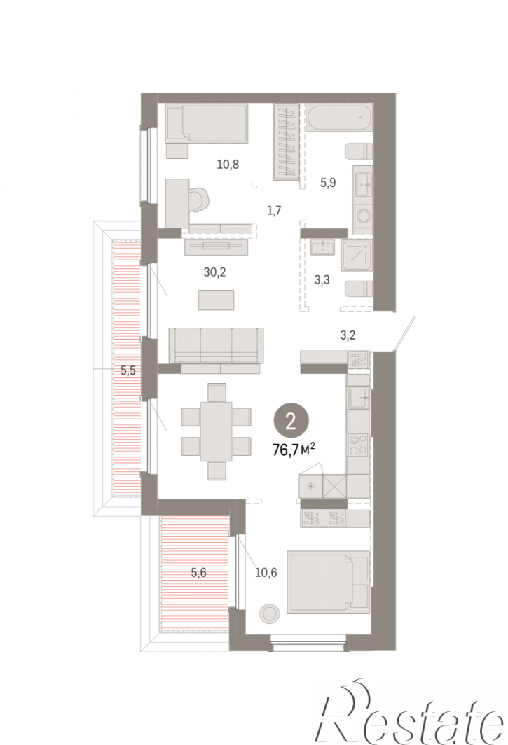 3-комн квартира в новом доме улица Б.Г. Шаронова, 9