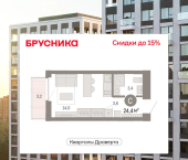 1-комн, 21.19 кв м, этаж 2/16 улица Б.Г. Шаронова, 9